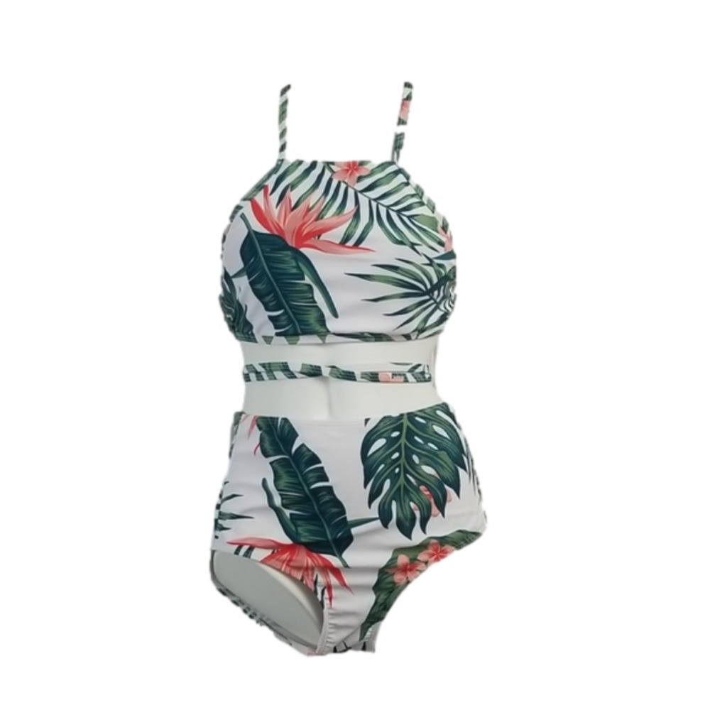 Shein Bikini Swimsuit Set Tropical Leaf